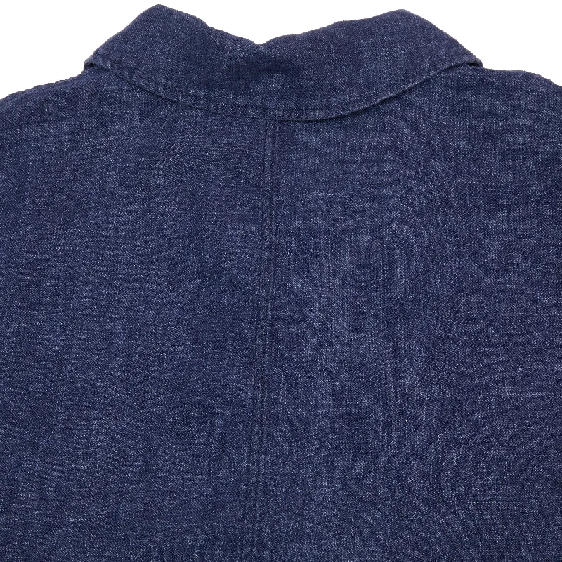 Album Di Famiglia Linen Loose Blazer in Navy