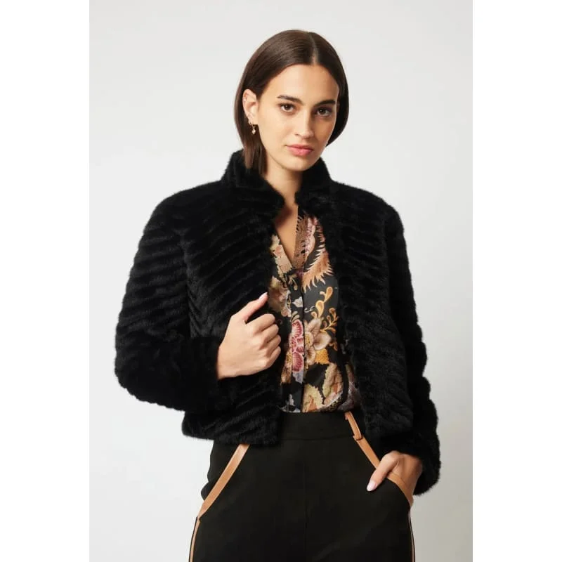 Altair Faux Fur Cropped Jacket | Black