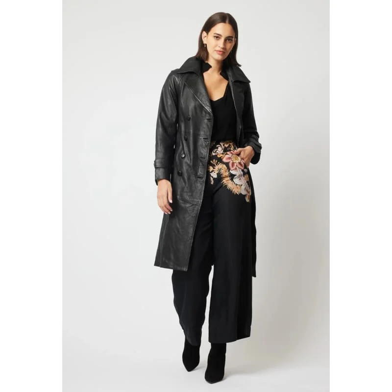 Astra Leather Trench Coat | Black