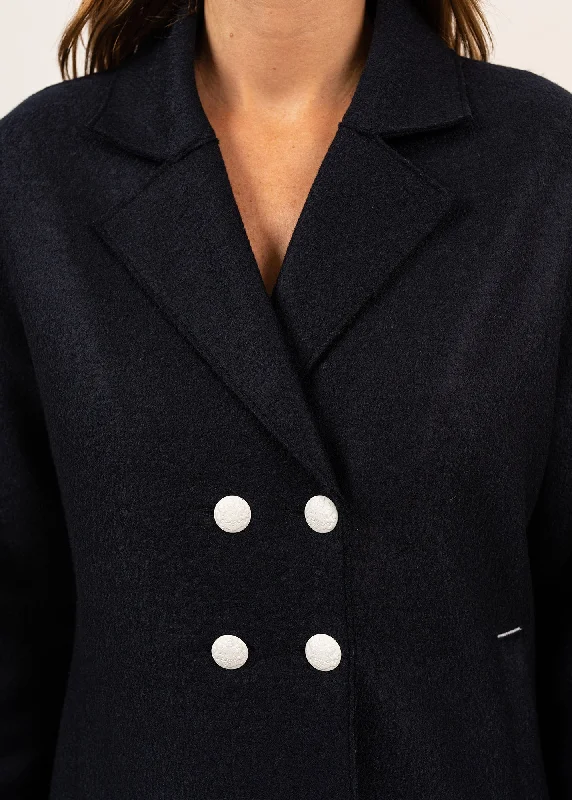 Cabourg boiled wool jacket - short, with contrasting details (NAVY)