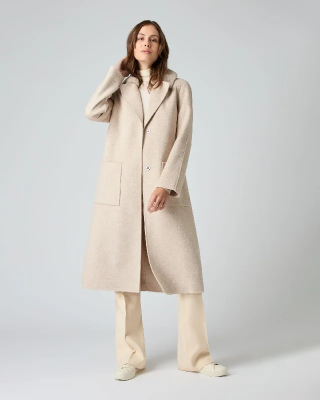 Women's Fur Collar Woven Coat Beige Brown