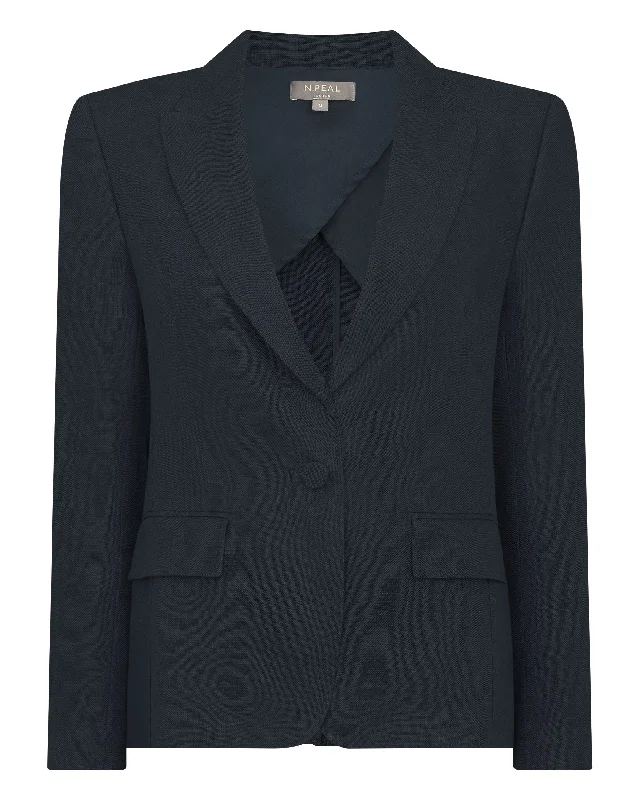 Women's Chloe Linen Jacket Navy Blue