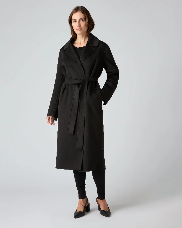 Women's Notch Lapel Cashmere Coat Black