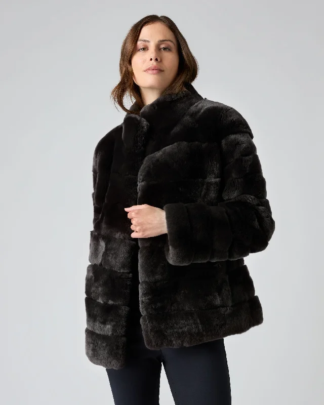 Women's Zoe Fur Jacket Dark Grey