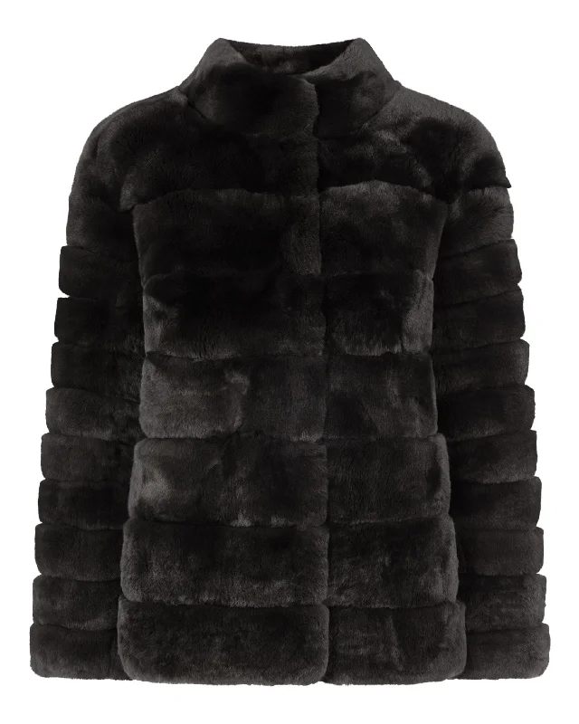 Women's Zoe Fur Jacket Dark Grey