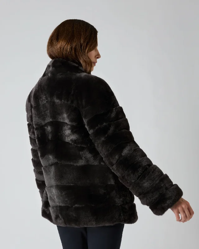 Women's Zoe Fur Jacket Dark Grey