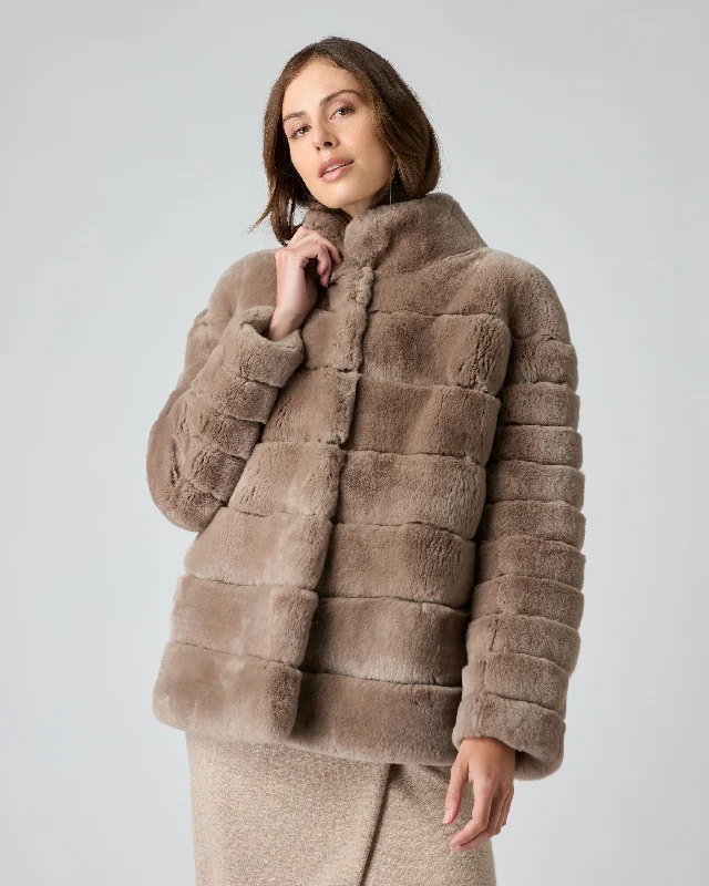 Women's Zoe Fur Jacket Taupe Brown