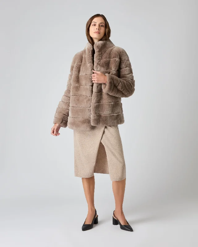 Women's Zoe Fur Jacket Taupe Brown