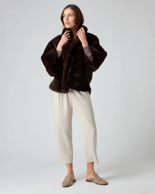 Women's Layla Fur Short Jacket Chocolate Brown