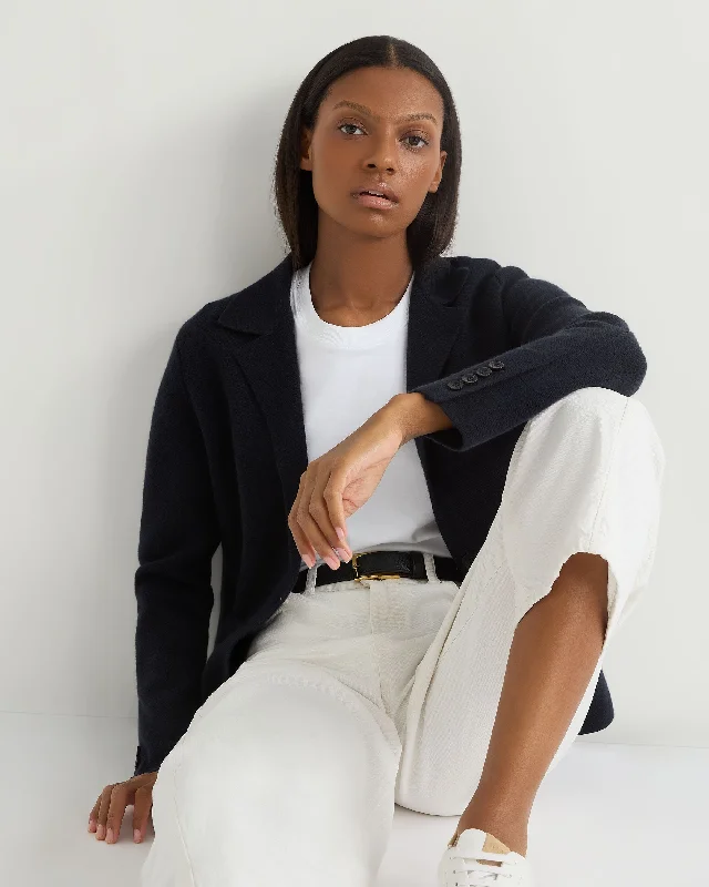 Women's Single Breasted Cashmere Blazer Navy Blue