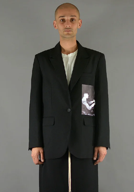 YUIKI SHIMOJI PATCHED BLAZER BLACK COCTEAU