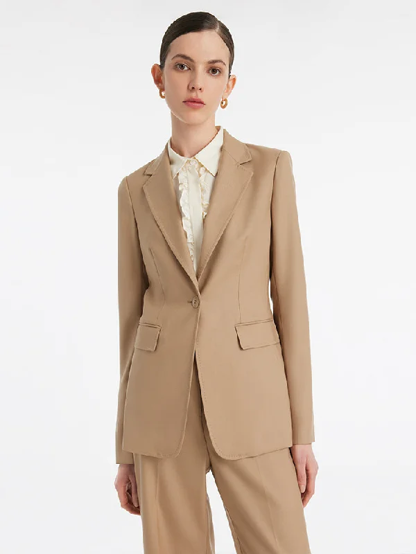 Worsted Wool Slim Lapel Women Blazer