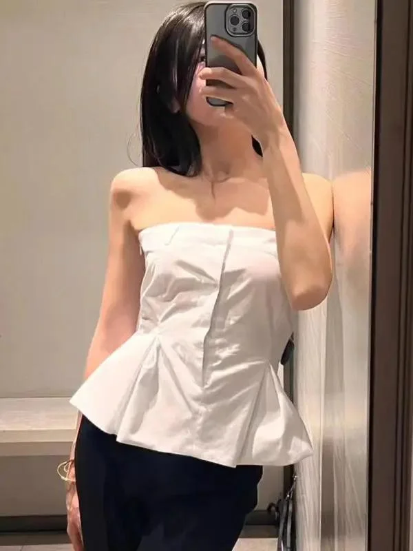 Women's Fashionable French Straight Neck Tube Top