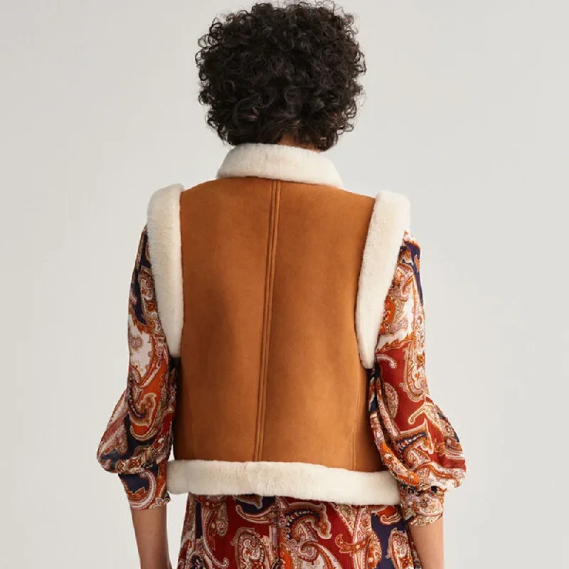 Women’s B3 Brown and white Shearling Leather Vest