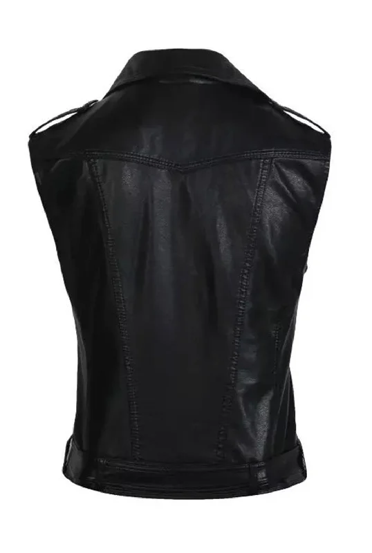 Women’s Edgy Slim Fit Leather Vest Jacket WV02