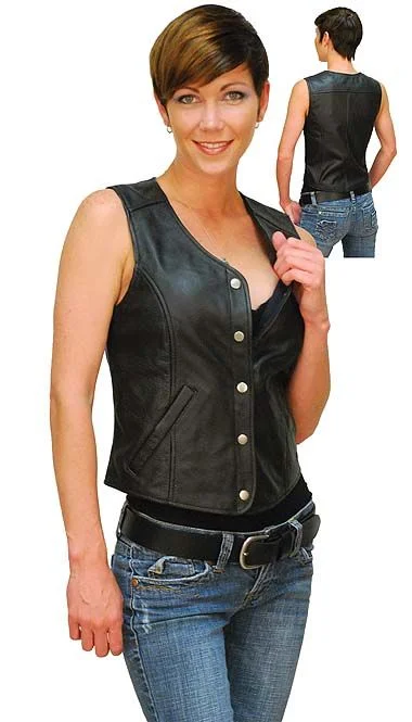 Women's Sleek Slim Fit Lambskin Leather Vest WV09