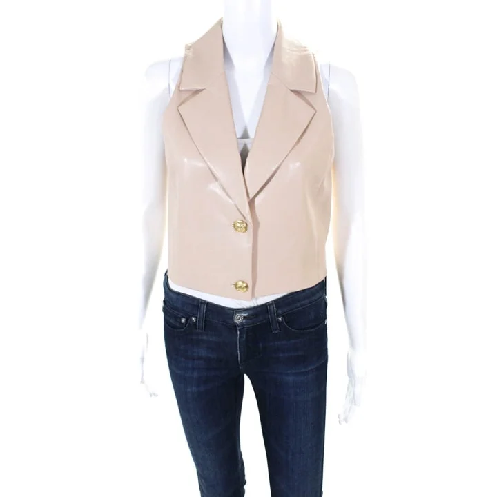 Women's Two Button Notched Lapel Leather Vest