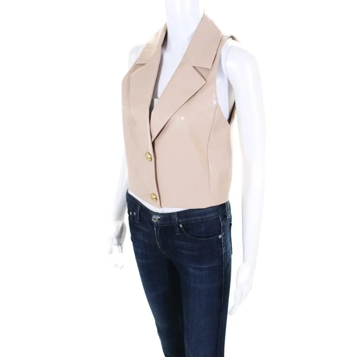 Women's Two Button Notched Lapel Leather Vest