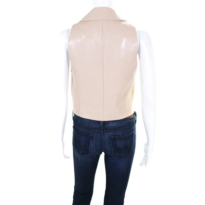 Women's Two Button Notched Lapel Leather Vest