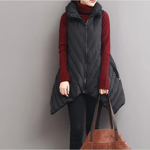 winter black warm down jacket vest X shape