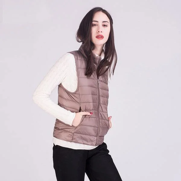 2020 Winter New 90% White Duck Down Vest Stand Collar Warm Down Jacket 12 Colors S-3XL