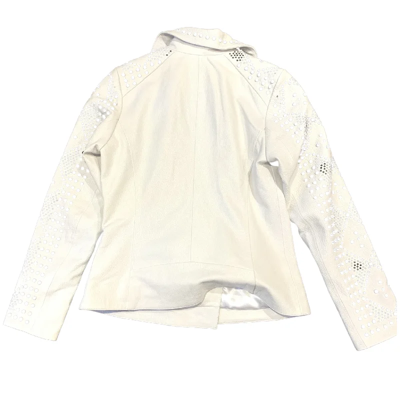 Barya NewYork Ladies White Spike Biker Jacket