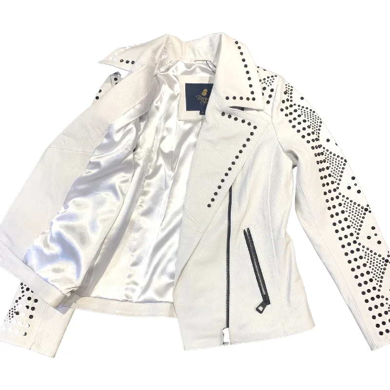 Barya NewYork Ladies White Spike Biker Jacket