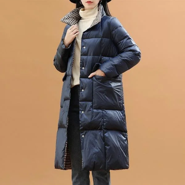 Black Double Side Wear Outerdoor Female Coats Long  Warm Down Coat Puffer Jacket Parka