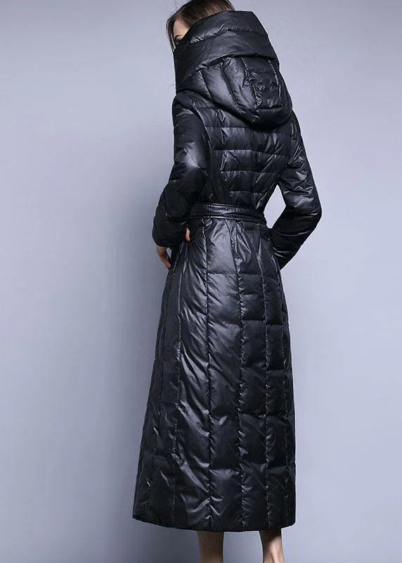 Black fashion Pockets Thick slim fit Winter lengthen Duck Down down coat