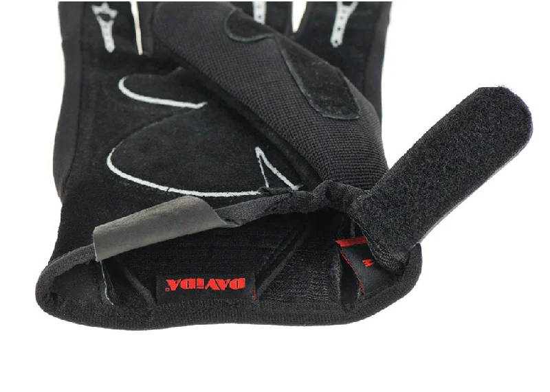 Davida Lightweight Metropolitan Gloves - Black Real Suede Palm / White Grip