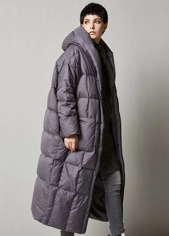 DIY Black zippered Pockets Thick Winter Duck Down Coat