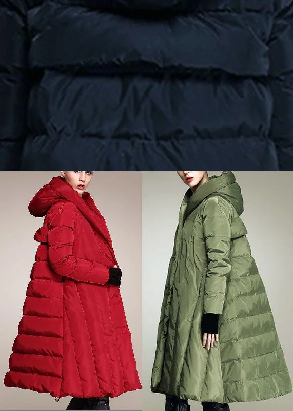 Elegant Mulberry Button drawstring Thick Winter Duck Down Down Coat