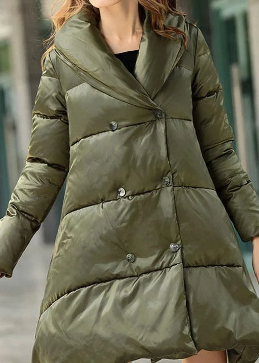 Fine Green Peter Pan Collar double breast Cloak Winter Duck Down Down Coat