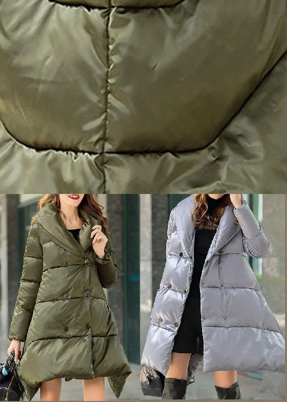 Fine Green Peter Pan Collar double breast Cloak Winter Duck Down Down Coat