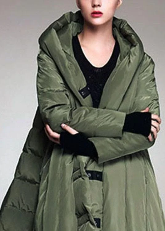 Handmade Army Green hooded Casual Winter Duck Down down coat