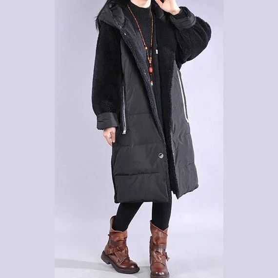 Luxury black coats plus size down jacket winter hooded winter coats