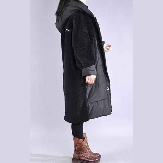 Luxury black coats plus size down jacket winter hooded winter coats