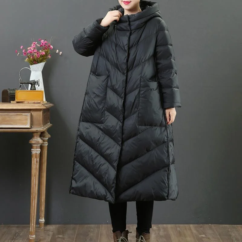 Luxury black down jacket woman plus size winter jacket hooded Warm Jackets