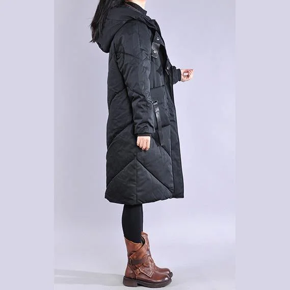 Luxury black winter parkas casual down jacket zippered hooded outwear