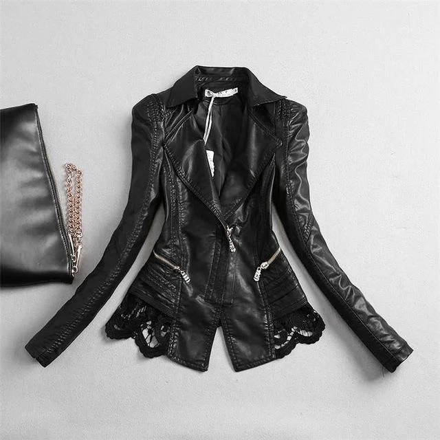 Maylina Plus Size Autumn  Leather Jacket  Women