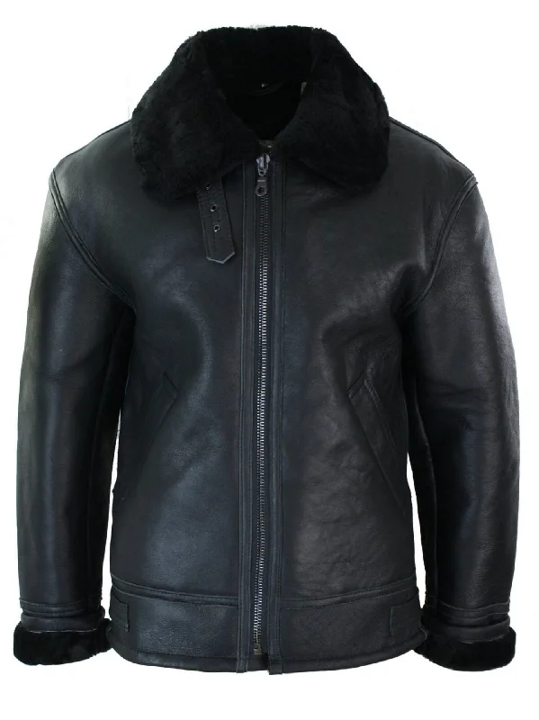 Men's Real Leather Shearling Sheepskin Original B3 Flying Pilot Jacket