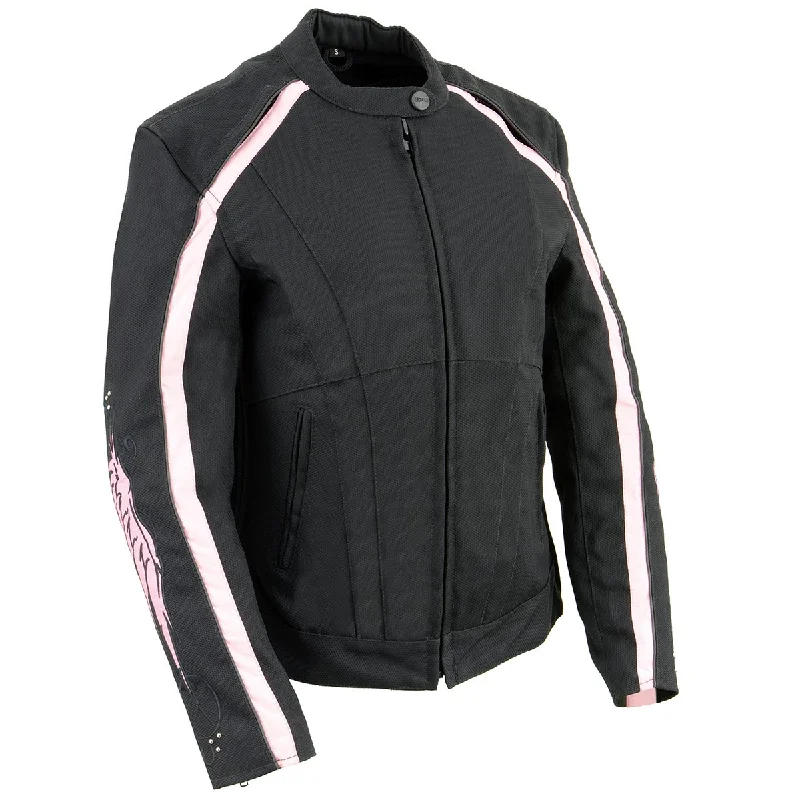 Milwaukee Leather SH1954 Women's Black and Pink Textile Jacket with