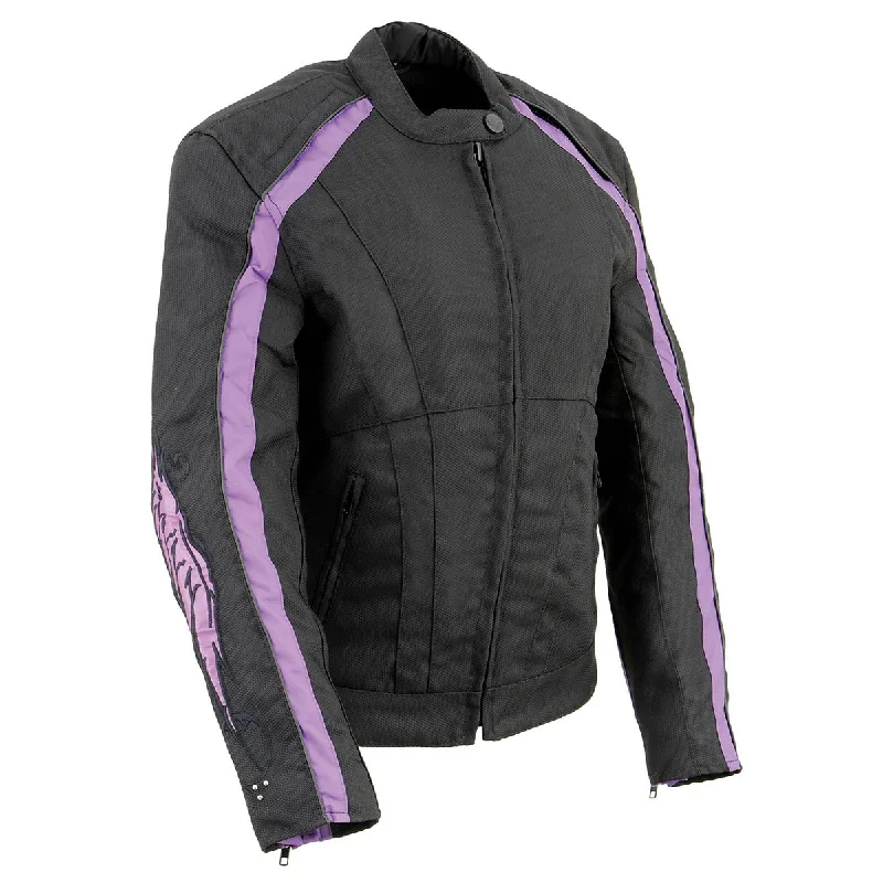 Milwaukee Leather SH1954 Women's Black and Purple Textile Jacket with