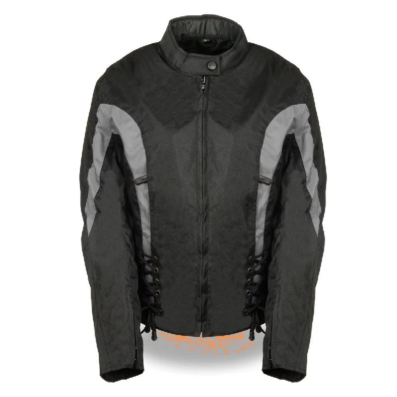 Bikers Edge SH2188 Women's Black and Grey Textile Jacket with Side