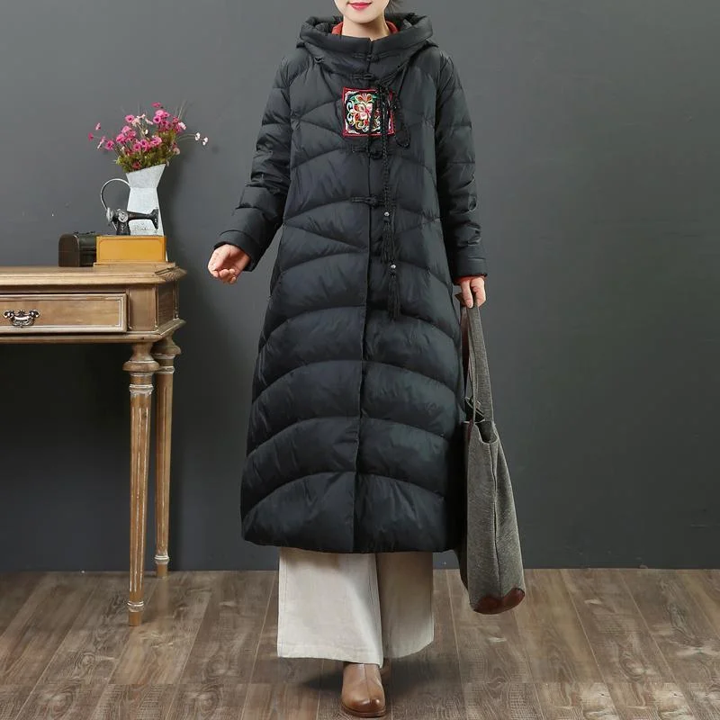 New black down jacket woman plus size clothing thick down jacket hooded Warm winter outwear