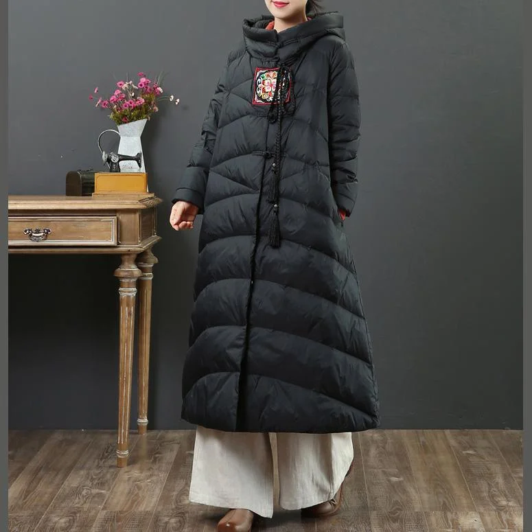 New black down jacket woman plus size clothing thick down jacket hooded Warm winter outwear