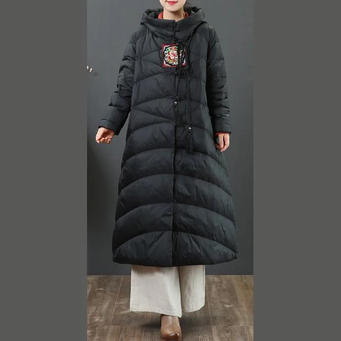 New black down jacket woman plus size clothing thick down jacket hooded Warm winter outwear