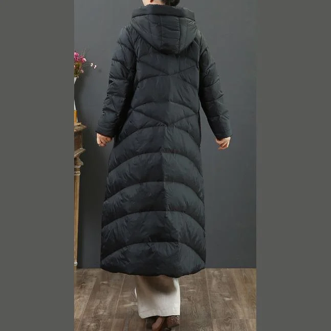 New black down jacket woman plus size clothing thick down jacket hooded Warm winter outwear