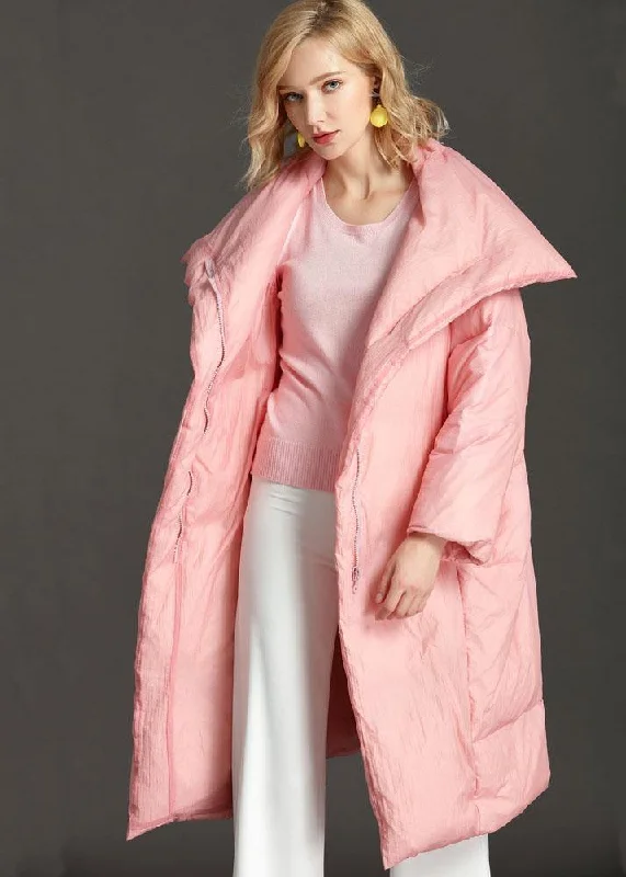 New Pink PeterPan Collar Pockets zippered Winter Duck Down Down Coat