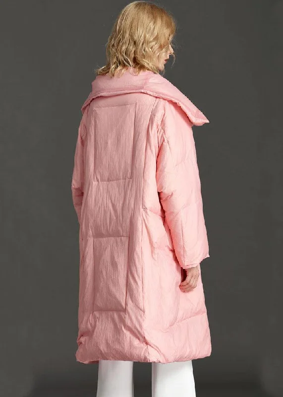 New Pink PeterPan Collar Pockets zippered Winter Duck Down Down Coat